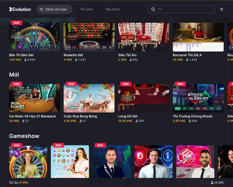 Evolution Gaming – Casino Trực Tuyến Với Trò Chơi Sáng Tạo